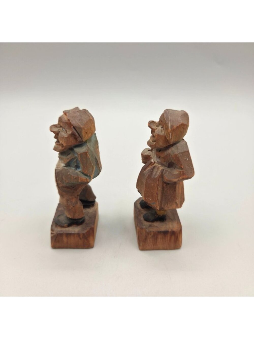 Vintage European Hand-Carved Wooden Figurines Old Couple Tyrolean Folk Art - Picture 2 of 10